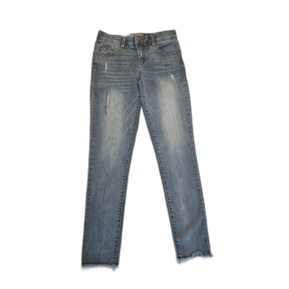 Wit & Wisdom Ab-Solution Distressed Skinny Jeans Size 2 Raw Hem Medium Wash